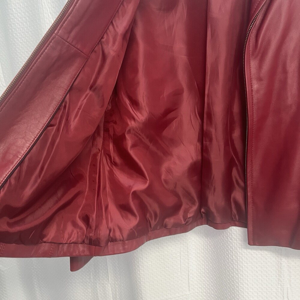 Nine‎ West Genuine Leather Red Full Zip Scuba Jacket Classic Medium - Picture 7 of 11